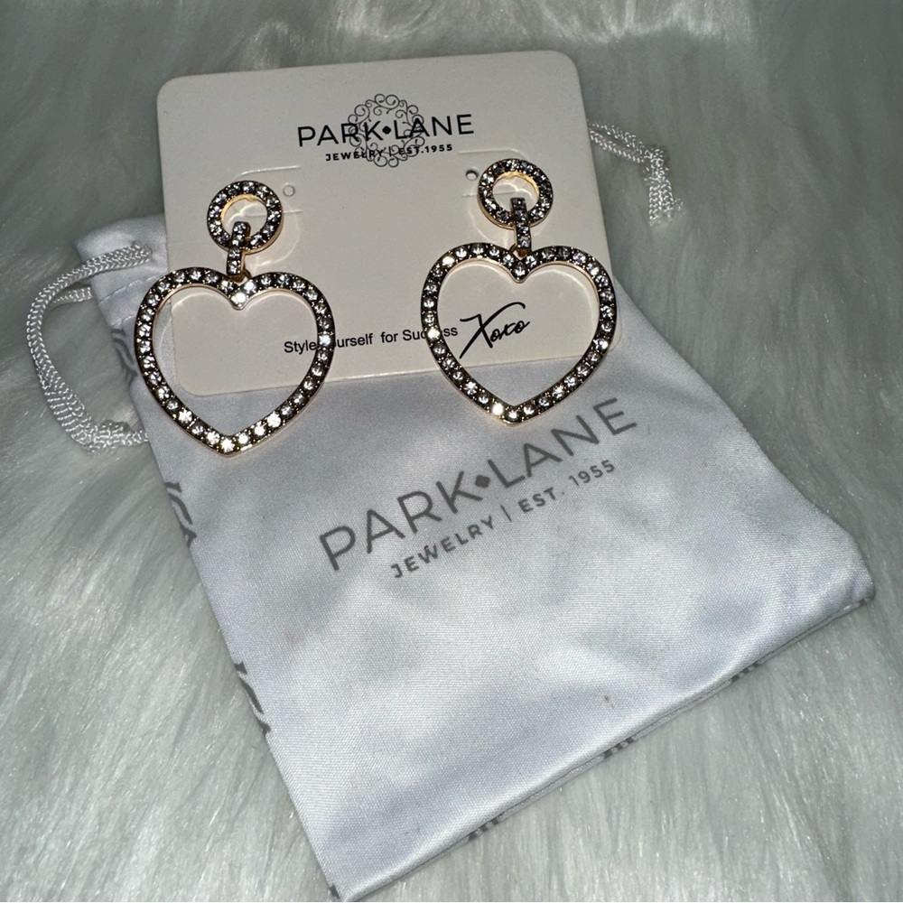 Park Lane Gold Crystal Heart Drop Earrings